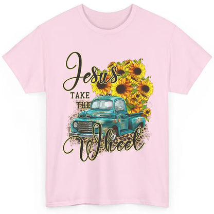 Sunflower Jesus Take The Wheel Christian Gift Leopard Print Classic Unisex T-Shirt