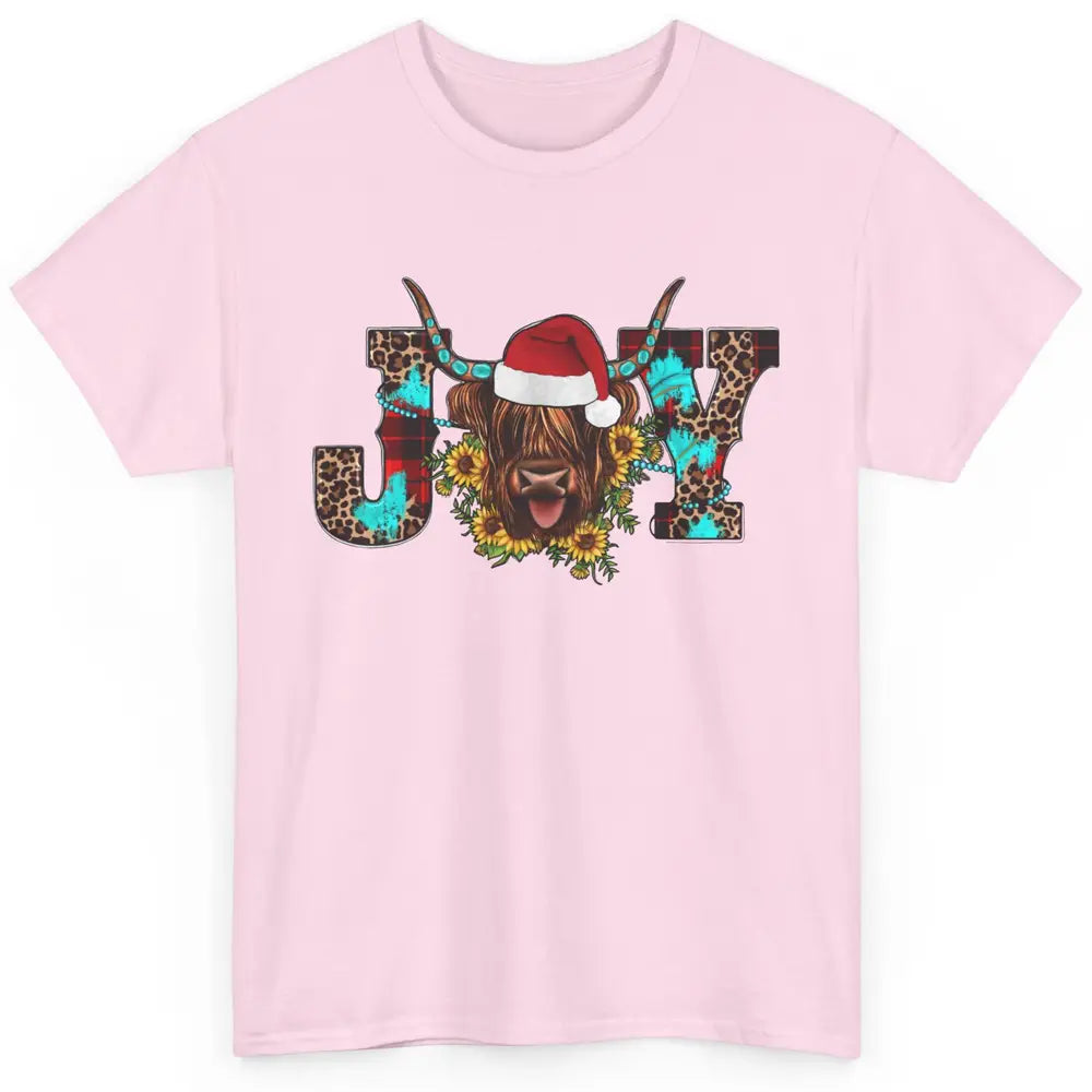 Highland Cow Christmas Joy Heifer Western Country Cowboy Classic Unisex T-Shirt