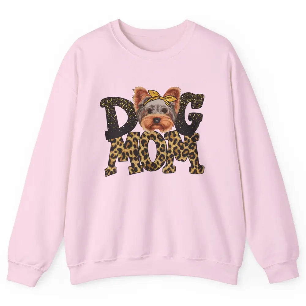 Yorkie Mom Bandana Dog Mom Leopard Yorkshire Dog Mother Gift Unisex Crewneck Sweatshirt