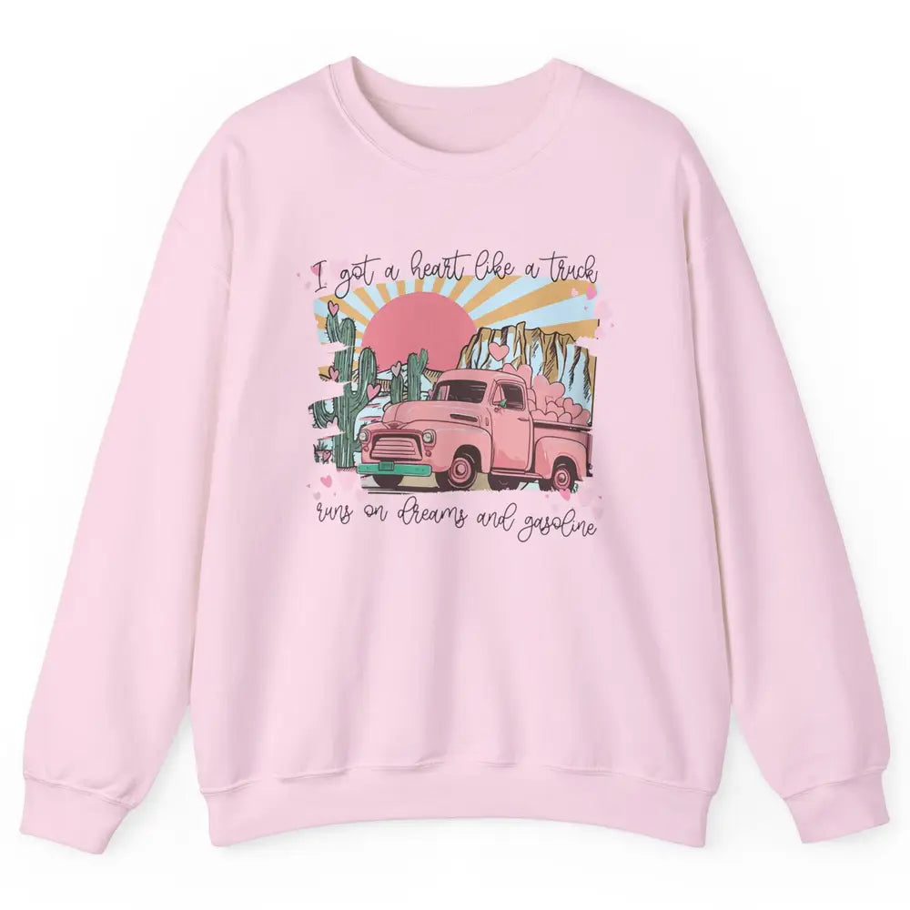 Western Sunset Cowgirl I Got Heart Like Truck Rodeo Cactus Unisex Crewneck Sweatshirt