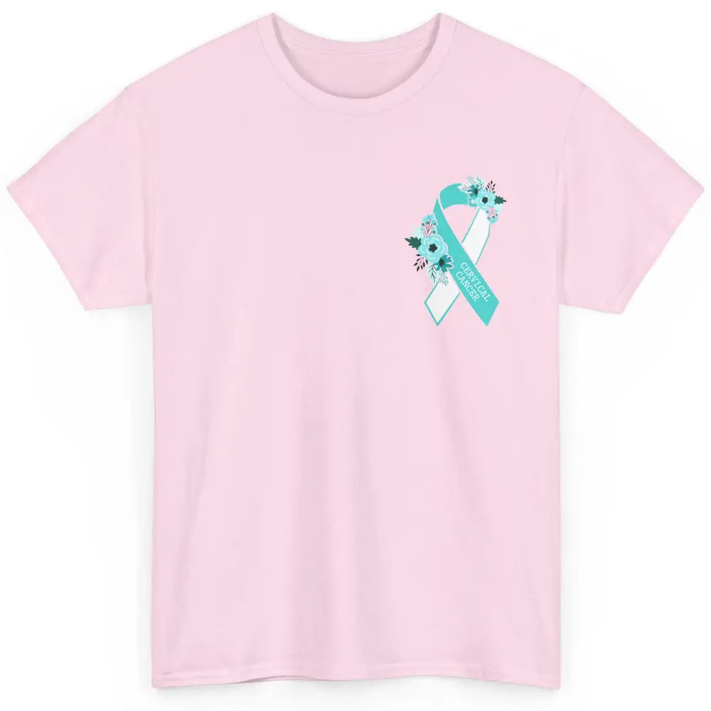 Cervical Cancer Awareness Support Turquoise Ribbon Pocket Sz Classic Unisex T-Shirt