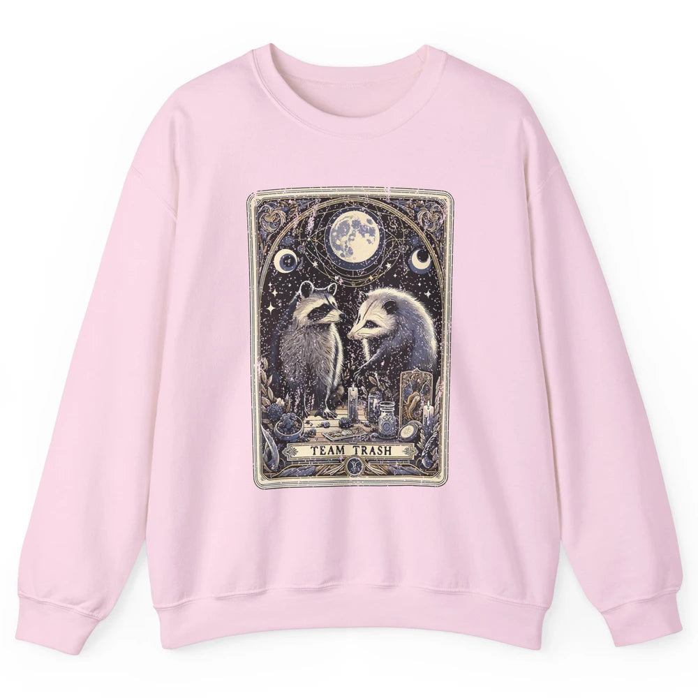 Team Trash Tarot Card Opossum Witchcraft Goth Possum Vintage Panda Raccoon Sarcastic Unisex Crewneck Sweatshirt