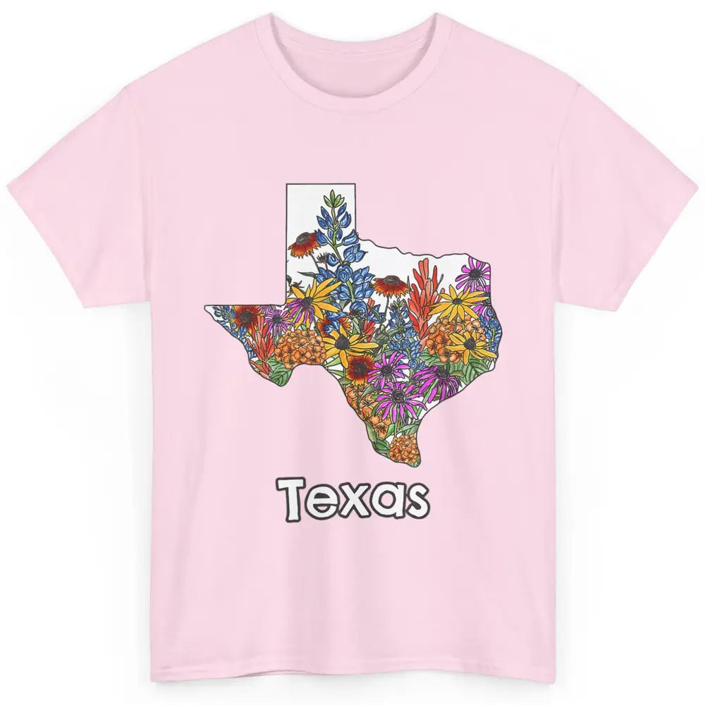 Texas Map Pride Wildflower Western Country Bluebonnet Flower Classic Unisex T-Shirt