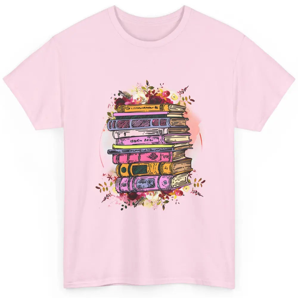 Book Wildflower Floral Aesthetic Librarian Bookworm Bookish Classic Unisex T-Shirt