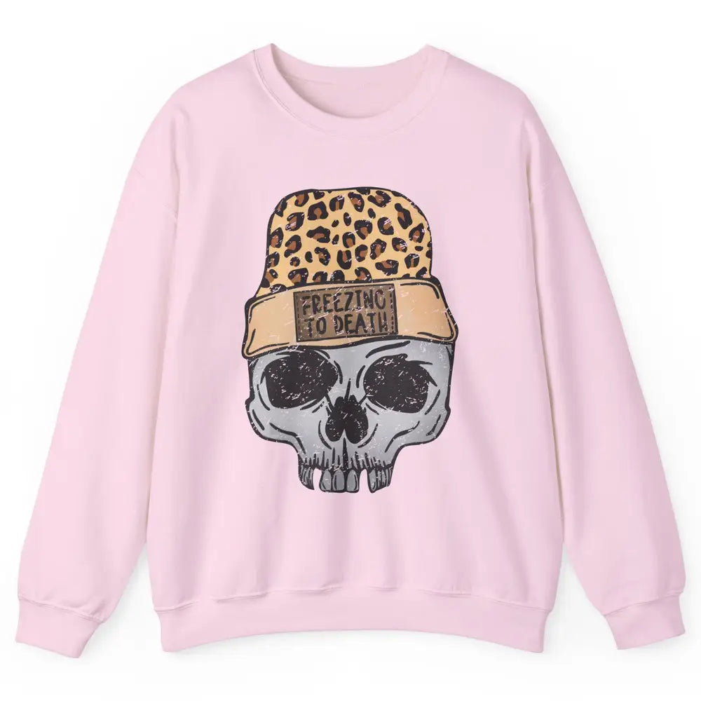 Funny Leopard Skull Freezing To Death Funny Christmas Winter Unisex Crewneck Sweatshirt