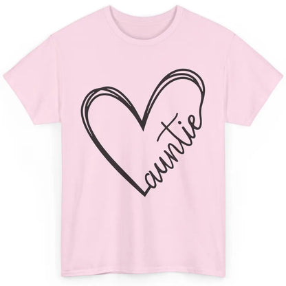 Cute Love Auntie Heart Typography Aunt Life Minimal Half Mom Classic Unisex T-Shirt