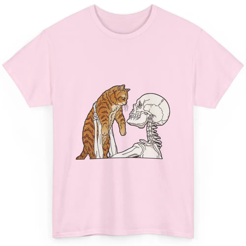 Cat And Skeleton Best Friends Of Cat Funny Orange Cat Kitten Classic Unisex T-Shirt