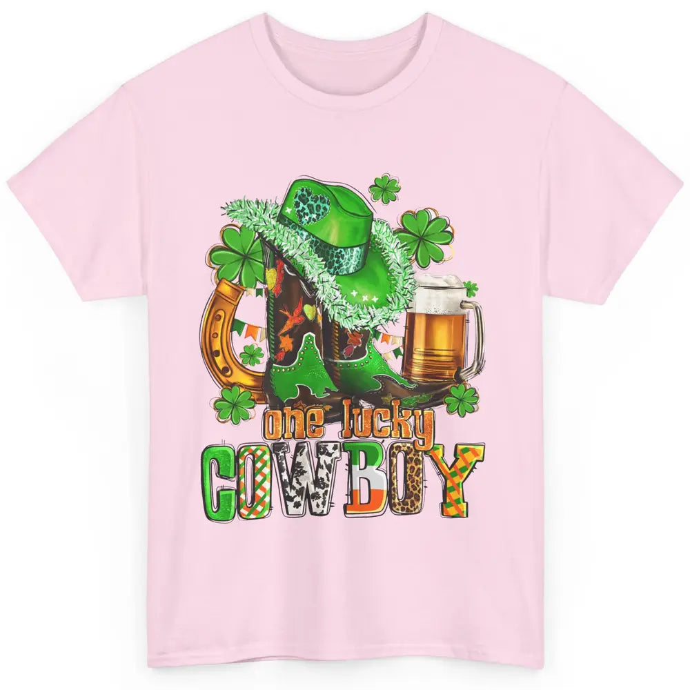 Western Lucky Cowboy Boots Clover Leopard St Patricks Day Classic Unisex T-Shirt