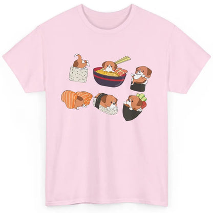 Funny Beagle Sushi Ramen Bowl Cute Japanese Kawaii Dog Lover Classic Unisex T-Shirt