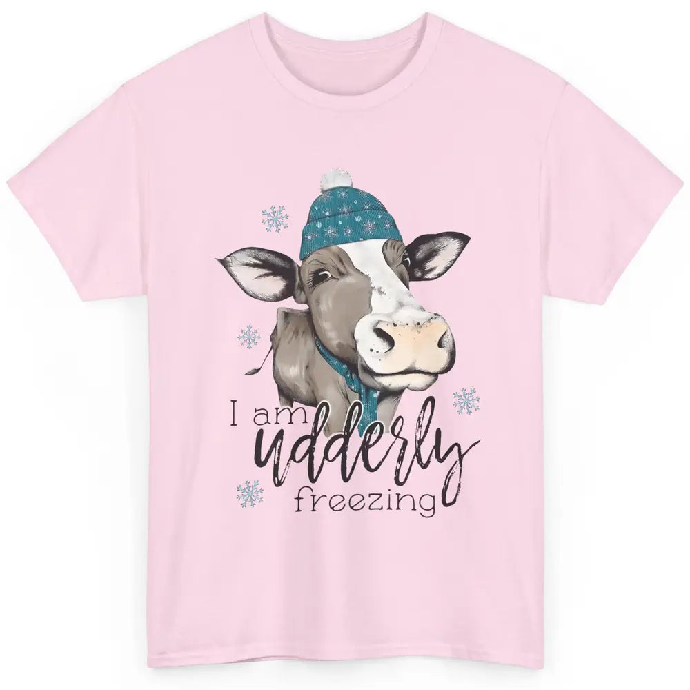 Funny Cow I'm Udderly Freezing Farmer Merry Christmas Winter Classic Unisex T-Shirt