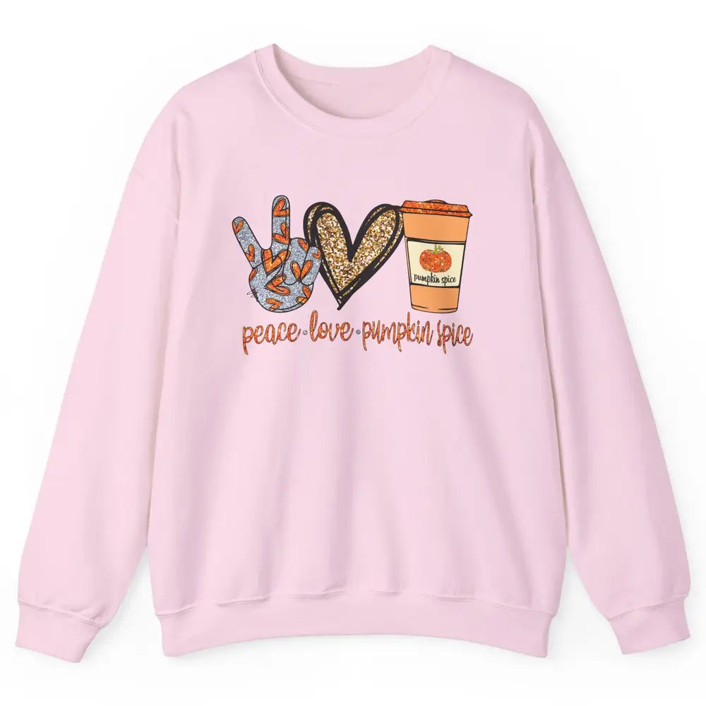 Peace Love Fall Pumpkin Spice Fall Halloween Thanksgiving Unisex Crewneck Sweatshirt