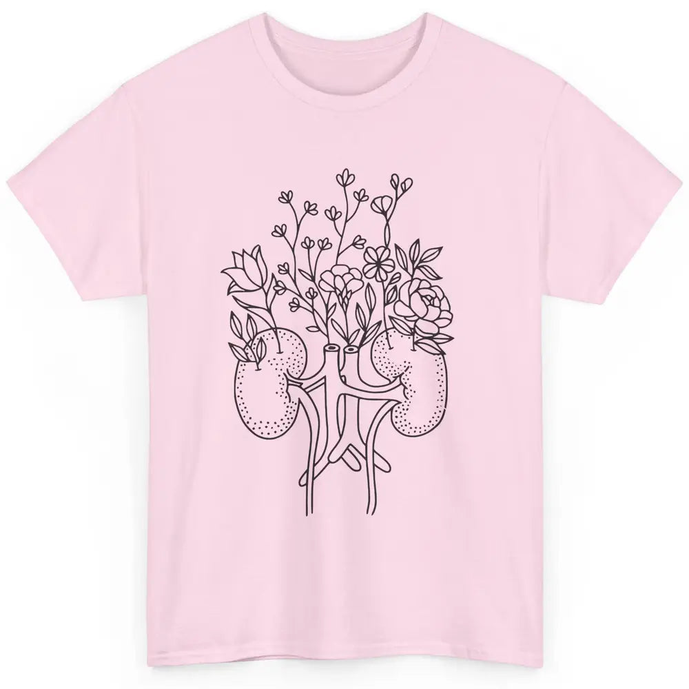 Floral Kidney Anatomy Two Kidneys Human Body Anatomy Classic Unisex T-Shirt