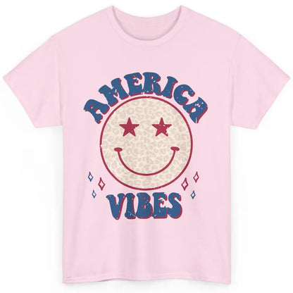 America Vibes Smile Patriotic 4th Of July Happy Face Summer Classic Unisex T-Shirt