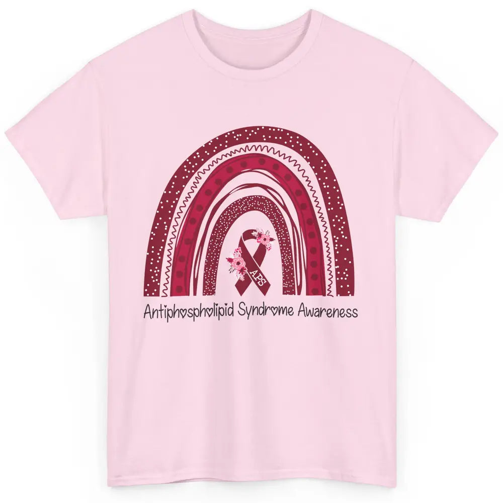 Antiphospholipid Syndrome Awareness APS Burgundy Rainbow Classic Unisex T-Shirt