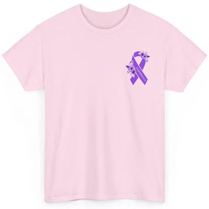 Fibromyalgia Awareness Support Purple Ribbon Pocket Size Classic Unisex T-Shirt