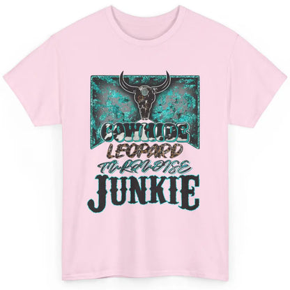 Bull Skull Cowhide Leopard Turquoise Junkie Western Country Classic Unisex T-Shirt