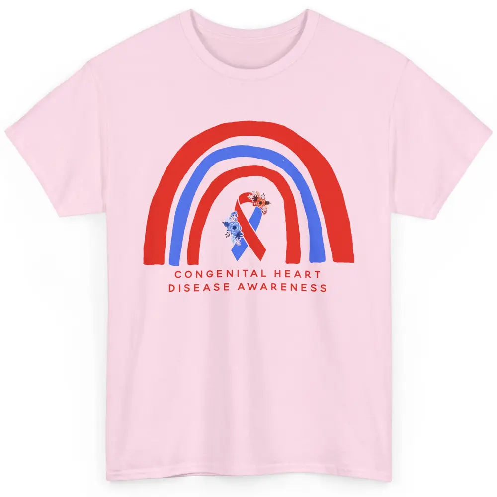 CHD Congenital Heart Disease Awareness Red Blue Ribbon Classic Unisex T-Shirt