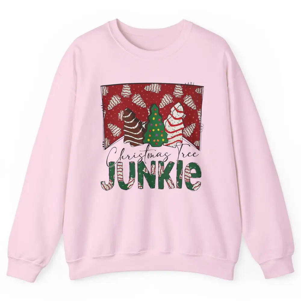 Funny Christmas Tree Cake Junkie Tis The Season Western Xmas Unisex Crewneck Sweatshirt