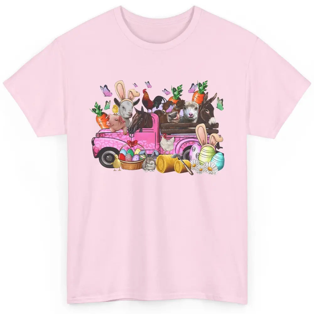 Easter Farm Truck With Easter Eggs Basket Animal Bunny Ears Classic Unisex T-Shirt