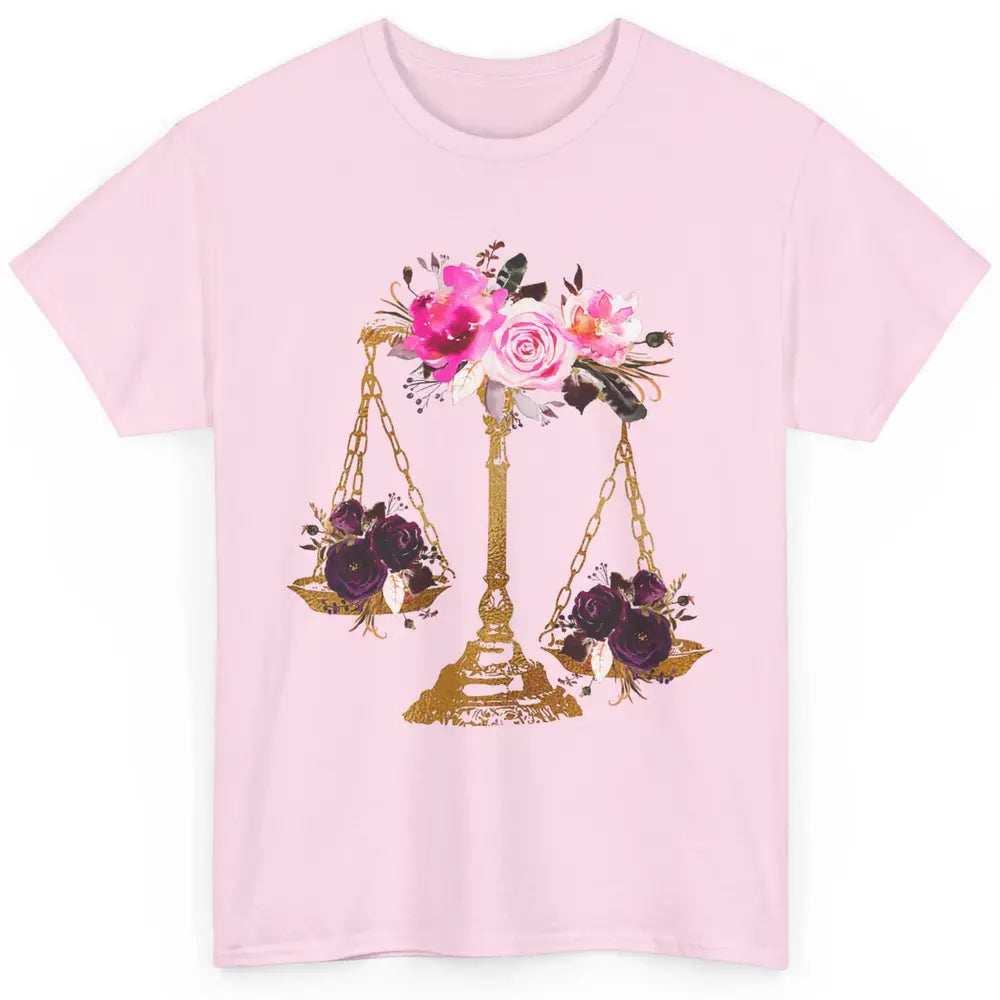 Wildflowers Lawyer Office Scales Roses Justice Law School Classic Unisex T-Shirt