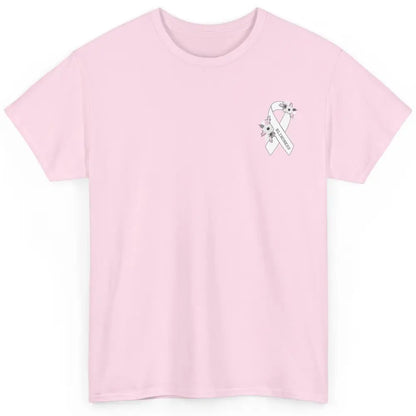 Blindness Awareness Floral White Gray Ribbon Blind Support Classic Unisex T-Shirt