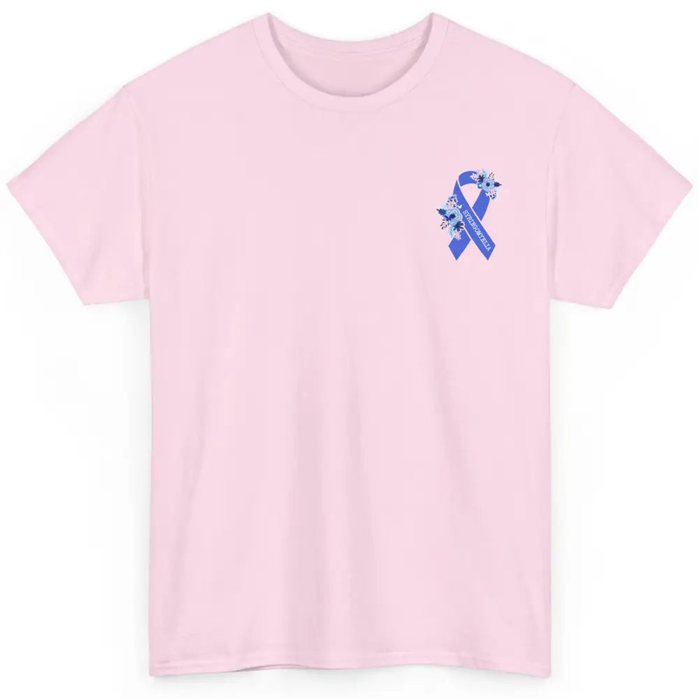 Syringomyelia Awareness Floral Blue Ribbon Rainbow Classic Unisex T-Shirt