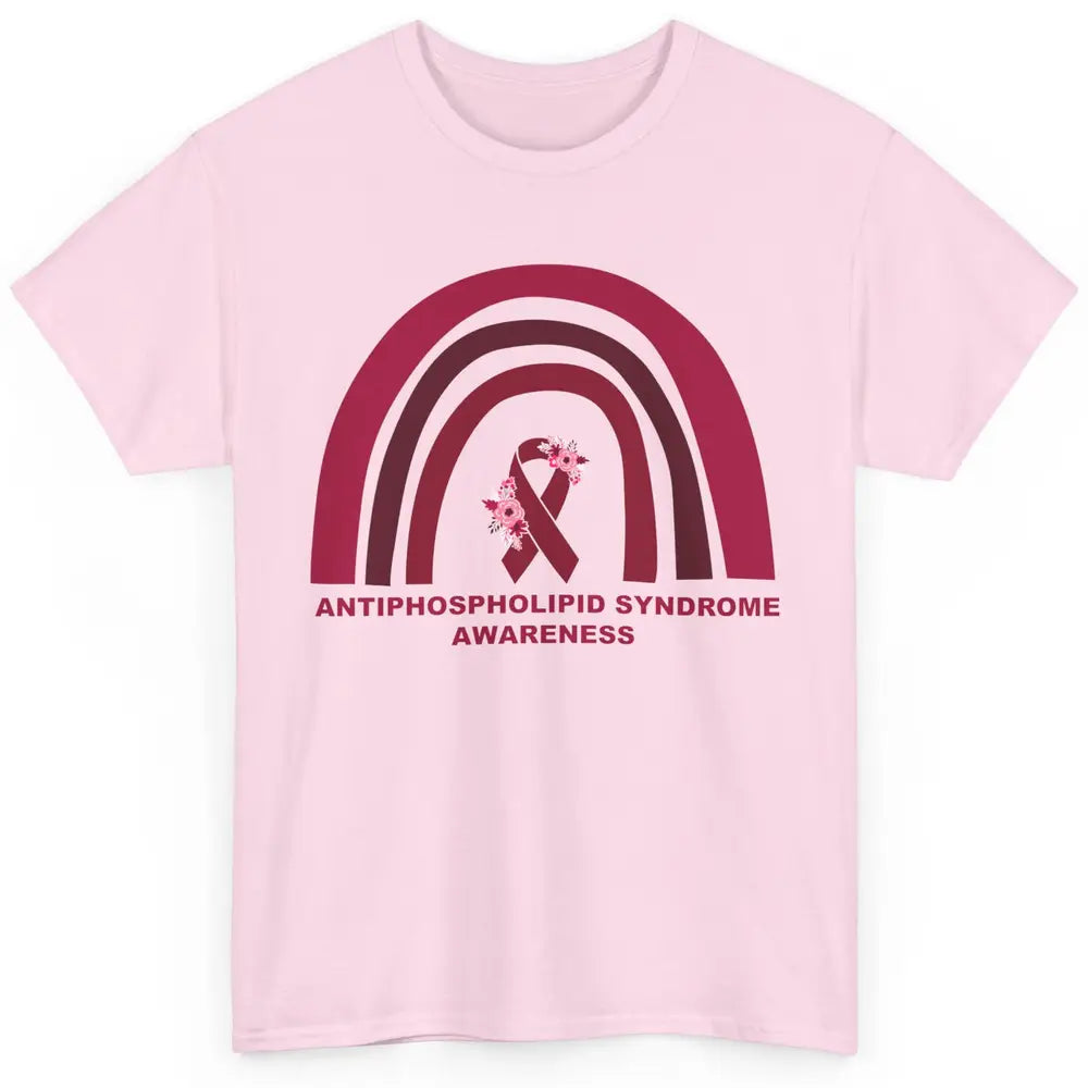 Antiphospholipid Syndrome Awareness APS Burgundy Rainbow Classic Unisex T-Shirt