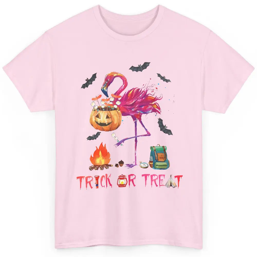 Flamingo Trick or Treat Halloween Camping Lovers Gift Classic Unisex T-Shirt