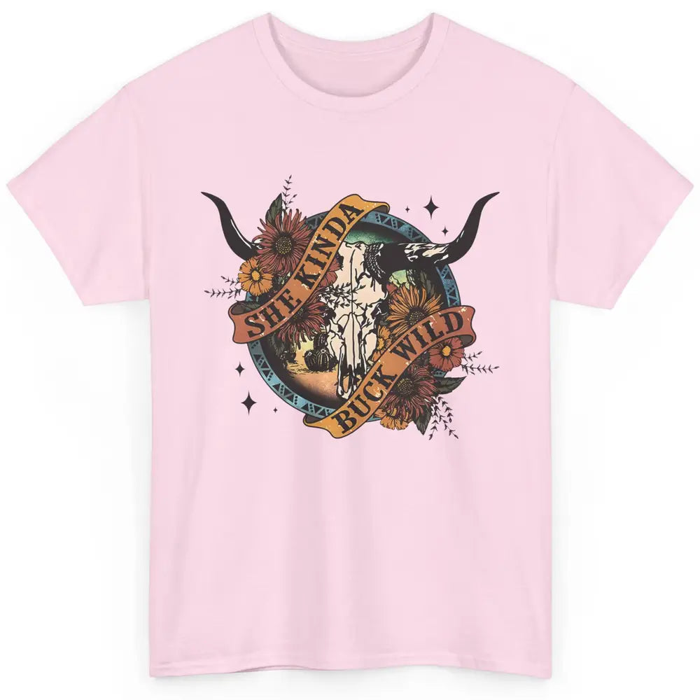 Floral Boho Bull Skull She Kinda Buck Wild Western Country Classic Unisex T-Shirt