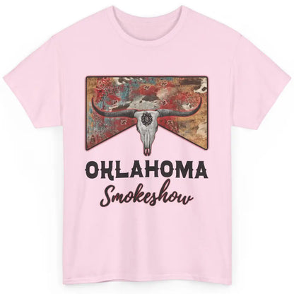 Boho Bull Skull Cow Print Oklahoma Smokeshow Western Country Classic Unisex T-Shirt