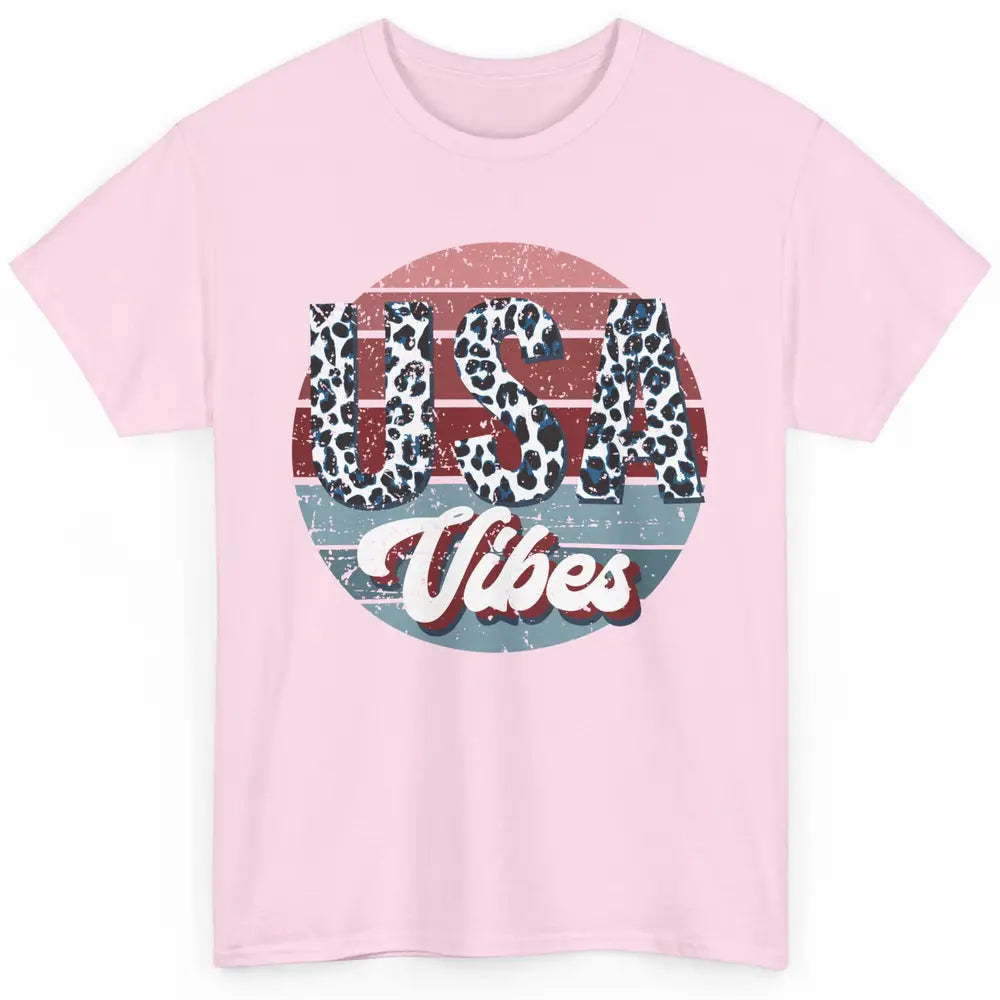 Vintage USA Vibes Leopard Patriots Independence Day Gift Classic Unisex T-Shirt