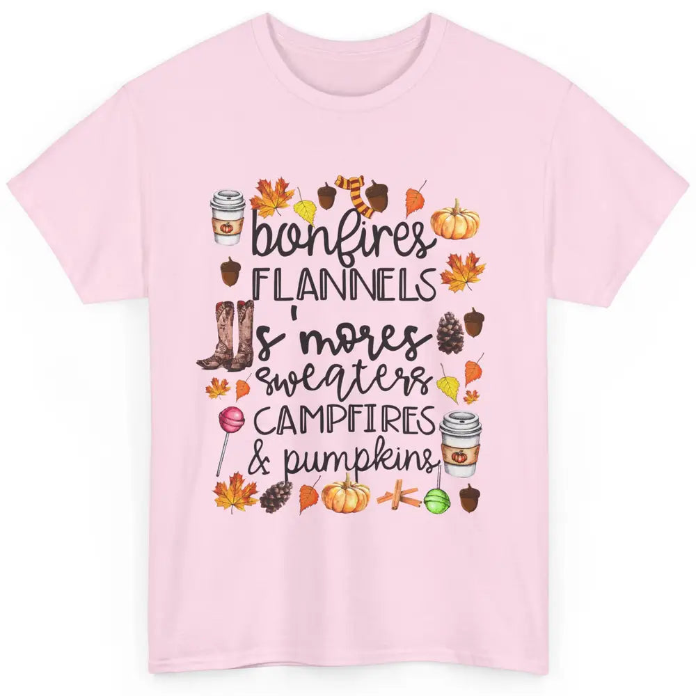 Fall Stuff Pumpkins Falling Leaves Campfire Halloween Autumn Classic Unisex T-Shirt