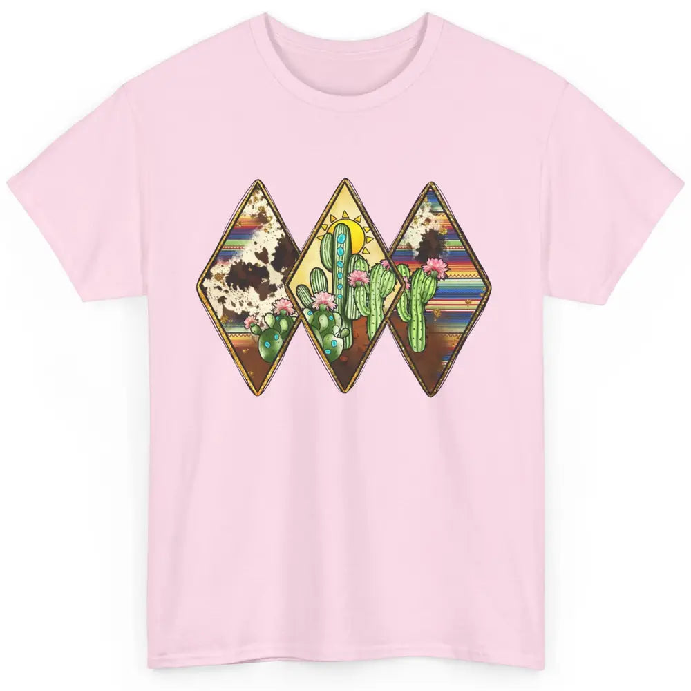 Desert Cactus Serape Sunset Cowhide Western Country Cowgirls Classic Unisex T-Shirt