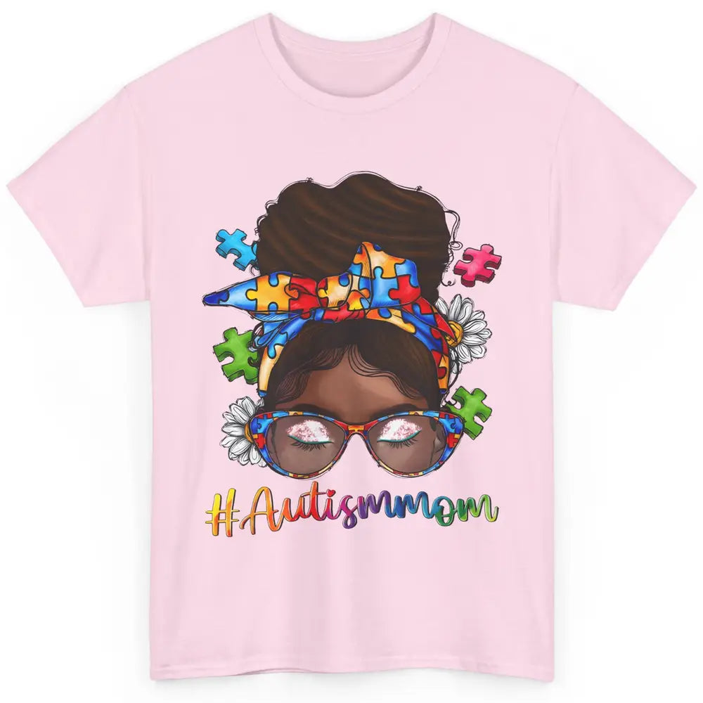 Autism Afro Mom Curly Hair American African Autism Awareness Classic Unisex T-Shirt