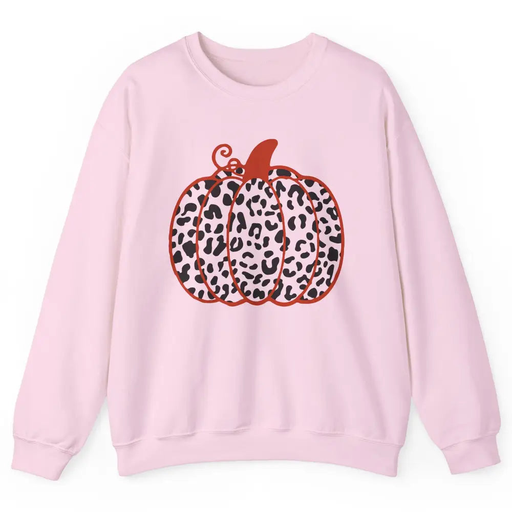 Pumpkin Leopard Fall Autumn Cheetah Pumpkin Thanksgiving Unisex Crewneck Sweatshirt