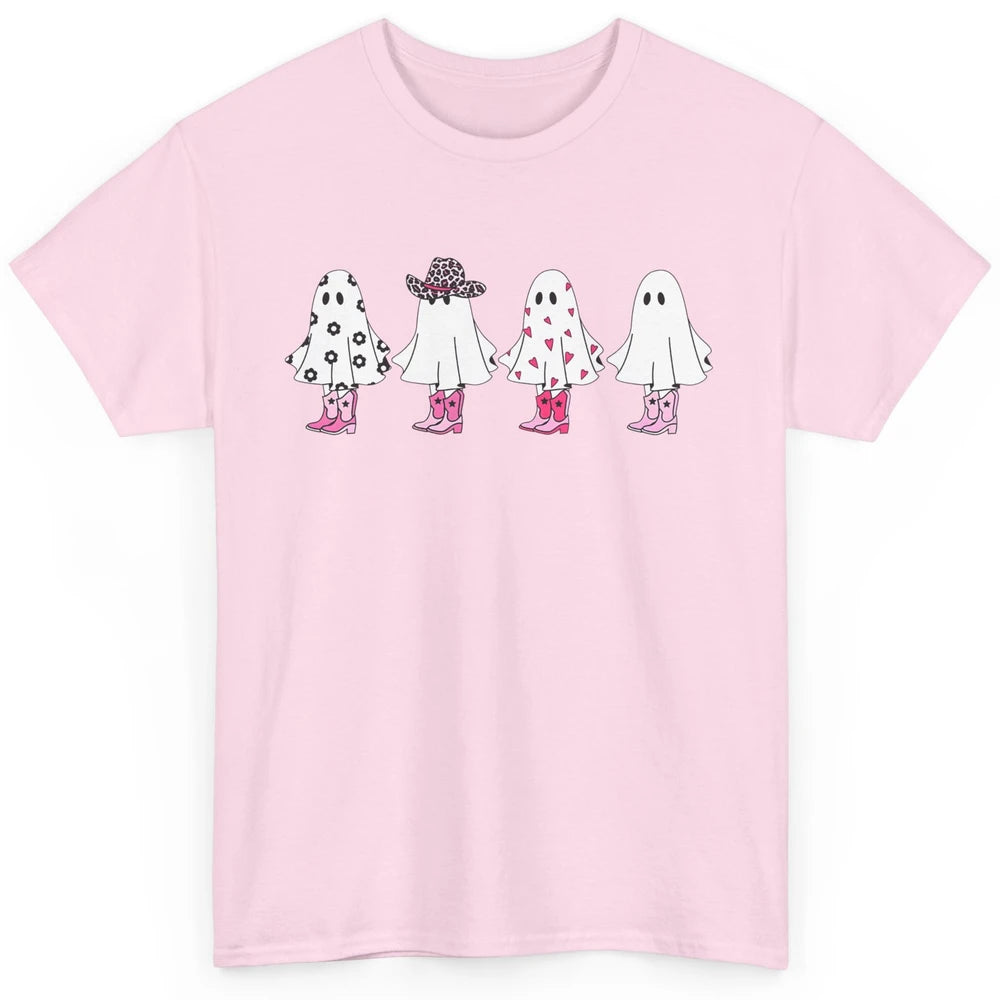 Cute Pink Cowboy Ghost Spooky Boo Daisy Western Halloween Classic Unisex T-Shirt