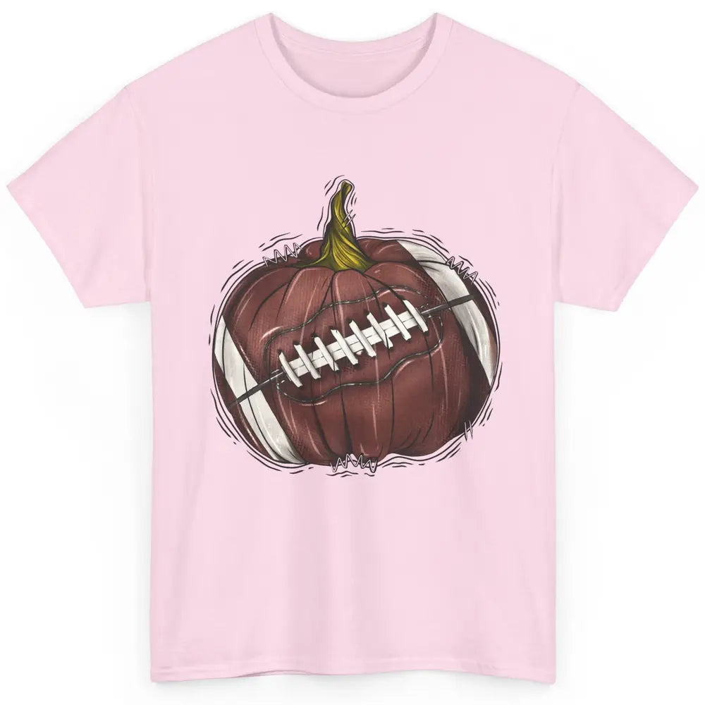 Football Pumpkin Tis The Season Fall Leaves Autumn Halloween Classic Unisex T-Shirt