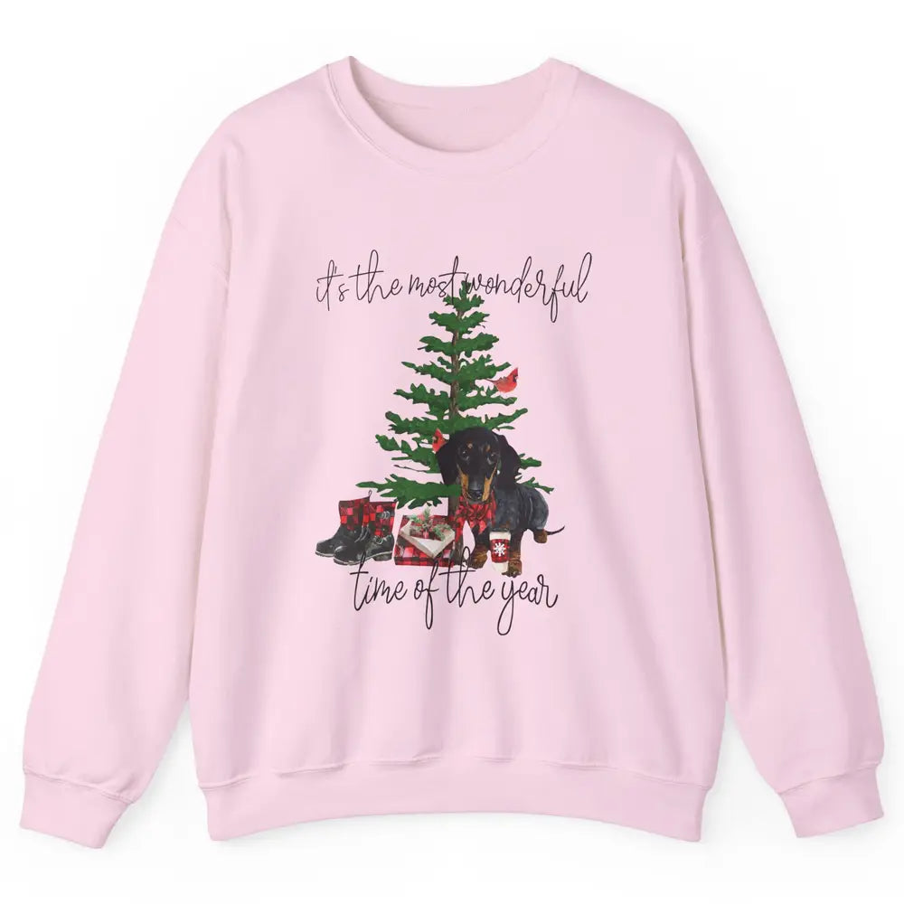 Dachshund Christmas Tree The Most Wonderful Time Of The Year Unisex Crewneck Sweatshirt