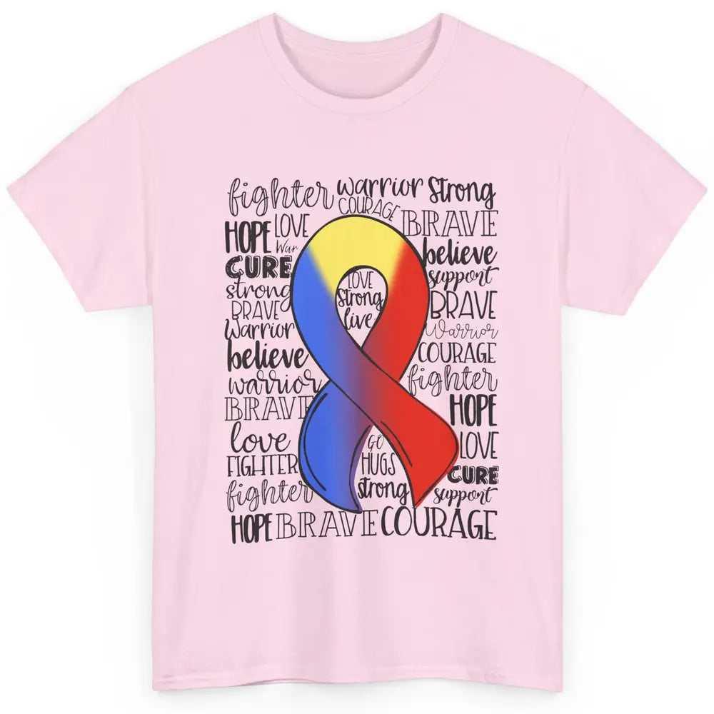 Thoracic Outlet Syndrome Awareness Blue Red Ribbon Hope Love Classic Unisex T-Shirt