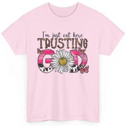 Cowhide Sunflower Out Here Trusting God Western Christian Classic Unisex T-Shirt