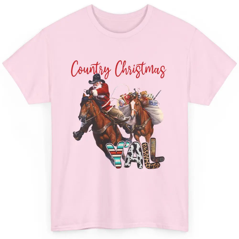 Santa Claus Country Christmas Y'all Western Country Cowboy Classic Unisex T-Shirt