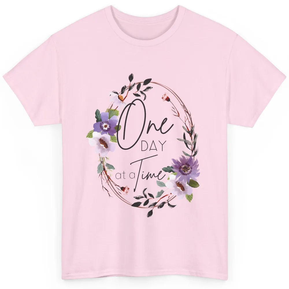 Floral Christian One Day At A Time Bible Verse Religious Classic Unisex T-Shirt