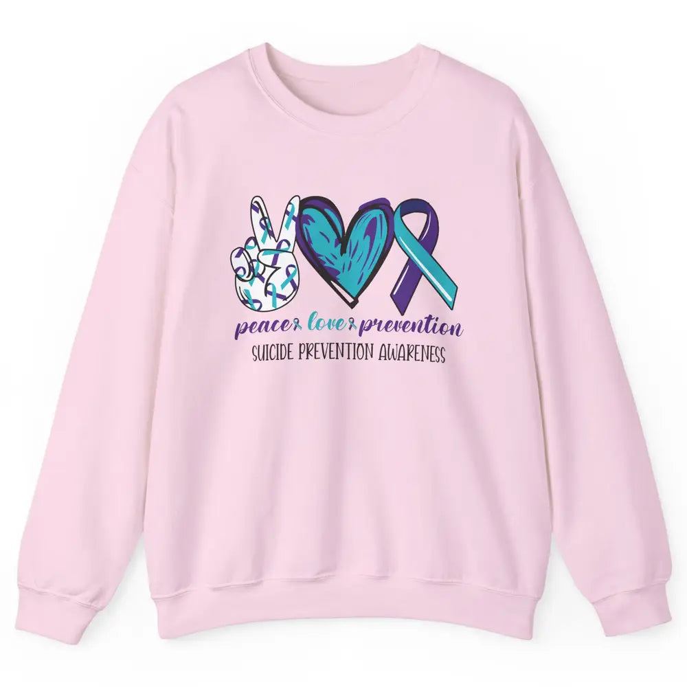 Suicide Prevention Awareness Ribbon Peace Love Prevention Unisex Crewneck Sweatshirt