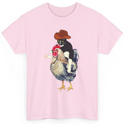 Cowboy Tuxedo Funny Black Cat On Chicken Western Halloween Classic Unisex T-Shirt