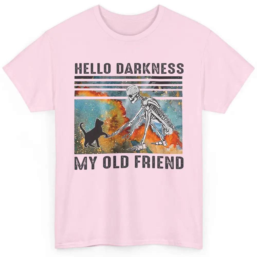 Black Cat And Skeleton Hello Darkness My Old Friend Cat Love Classic Unisex T-Shirt