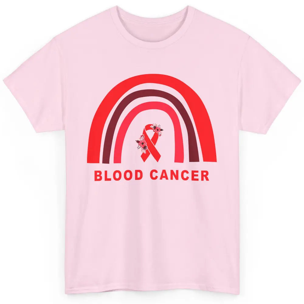 Blood Cancer Awareness Floral Red Ribbon Cute Rainbow Classic Unisex T-Shirt