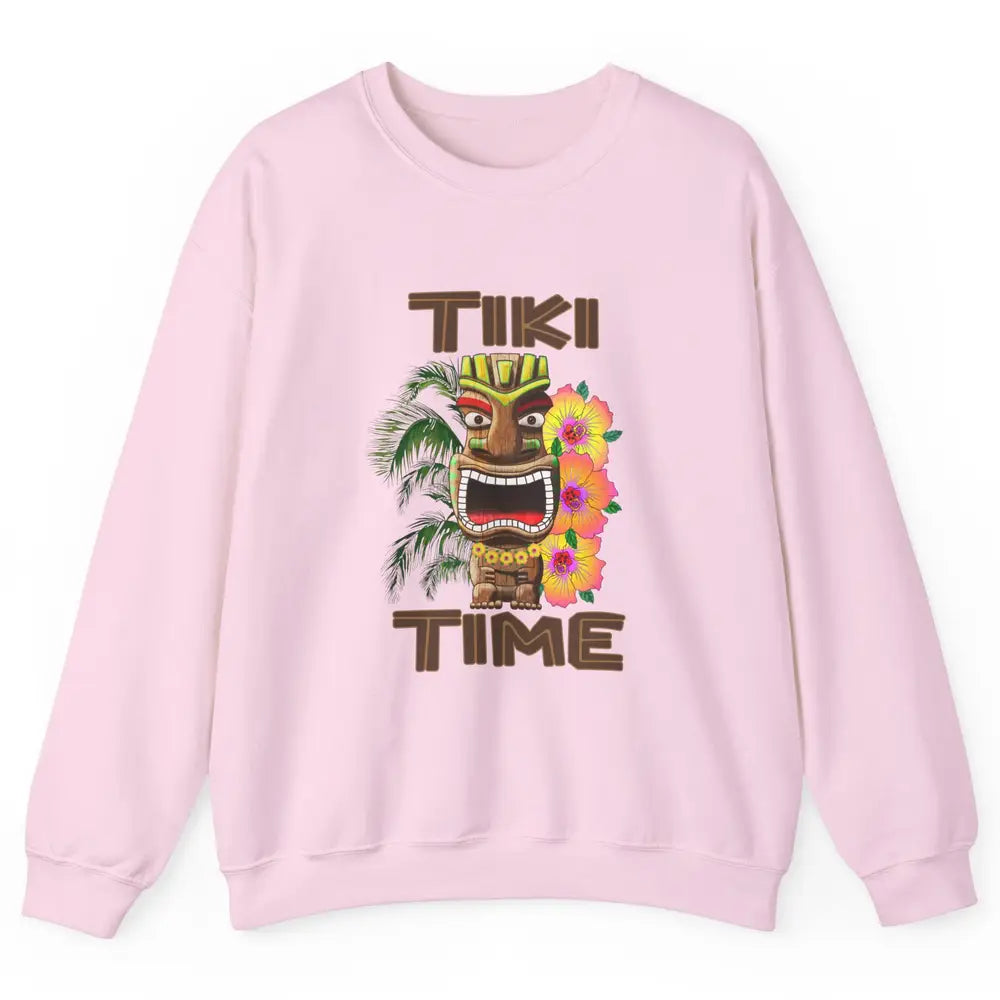 Aloha Flower Luau Tiki Time Hawaii Palm Tree Paradise Beach Unisex Crewneck Sweatshirt