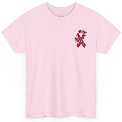 Amyloidosis Awareness Floral Burgundy Ribbon Rainbow Classic Unisex T-Shirt