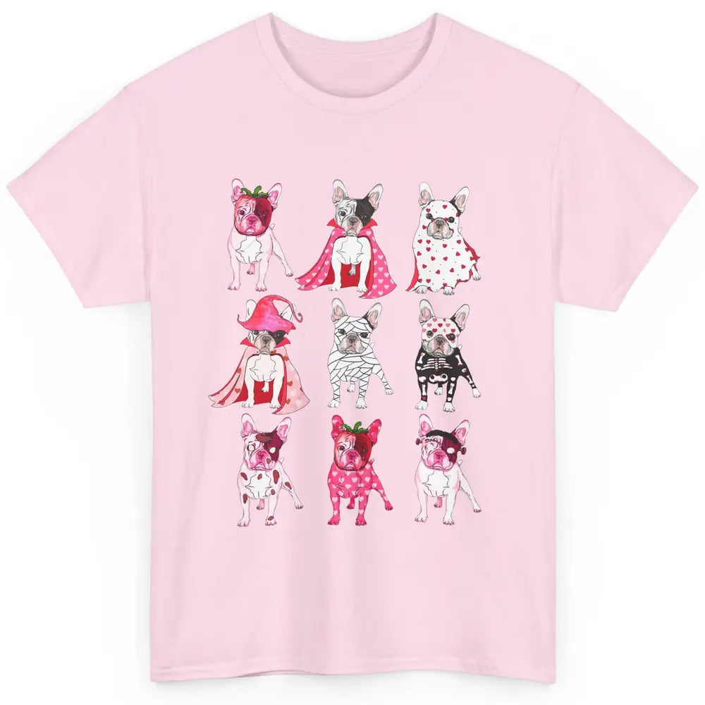 French Bulldog Valentine Frenchie Pink Spooky Valentines Day Classic Unisex T-Shirt