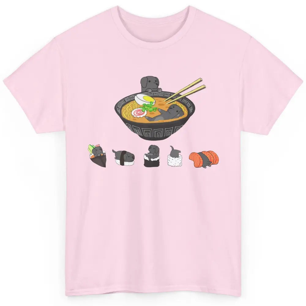 Black Labrador Sushi Ramen Bowl Japanese Kawaii Dog Mom Classic Unisex T-Shirt